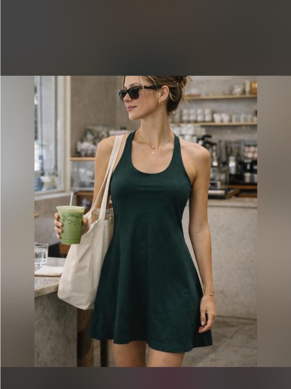 Dark Green Racerback Athletic Dress